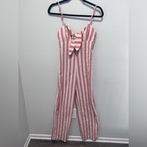 CiSono Pink & White Striped Linen Romper Size Small